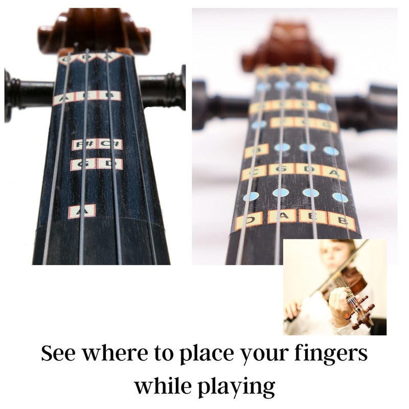 FFG NOTE THE DIFFERENCE Fantastic Finger Guide for Violins - Music Accessories for String Instruments, Fingerboard and Fretboard Stickers, Learn to Play Violin or Fiddle Notes, Combo: D Major and All Notes Guides 4/4 SIZE - Image 4